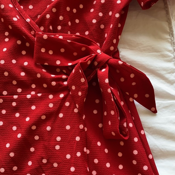 Red Polka Dot Wrap Dress Size small - Picture 4 of 8